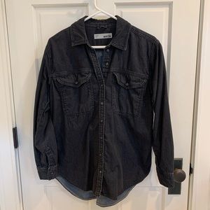 Topshop Black Denim Button Down Shirt